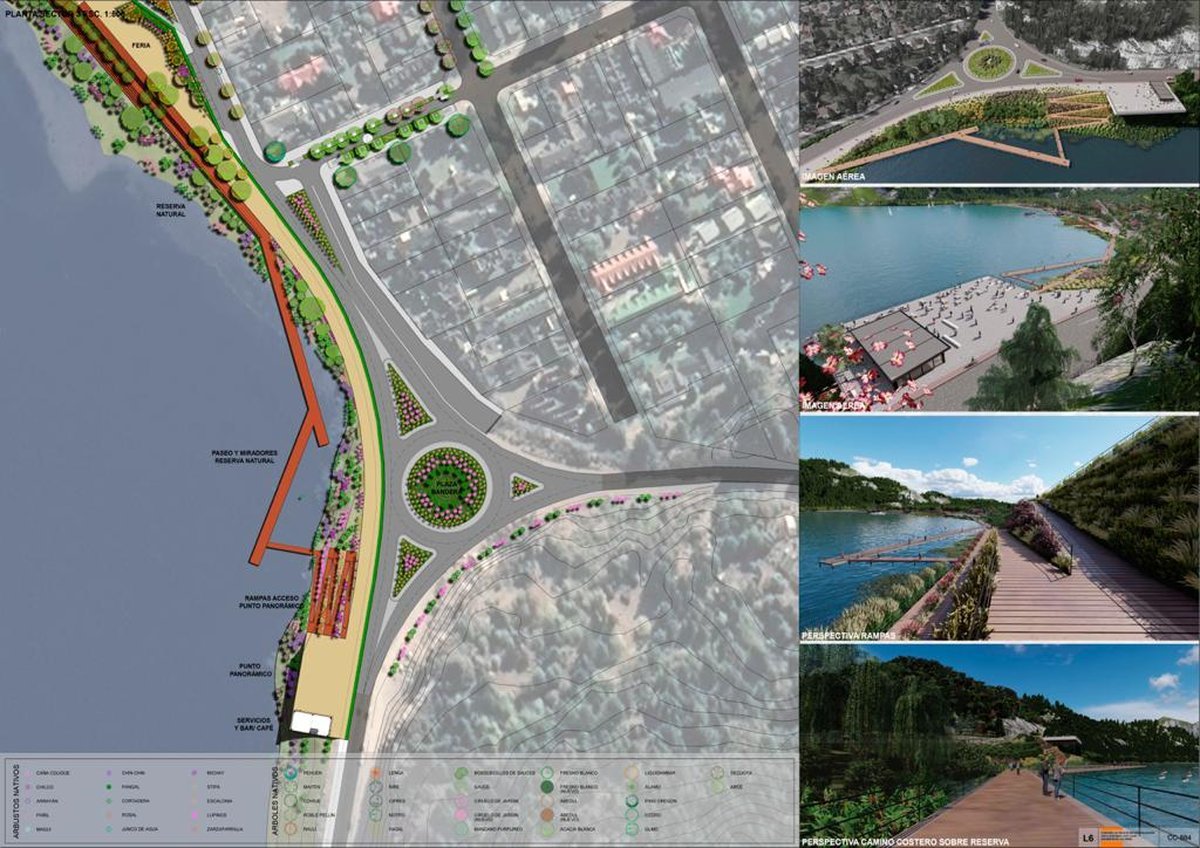 Segundo Premio en el Concurso de Ideas para la Costanera del Lago L&aacute;car en San Mart&iacute;n de Los Andes: (Excelente propuesta para la playa Sur que obtuvo la aprobaci&oacute;n un&aacute;nime del jurado).