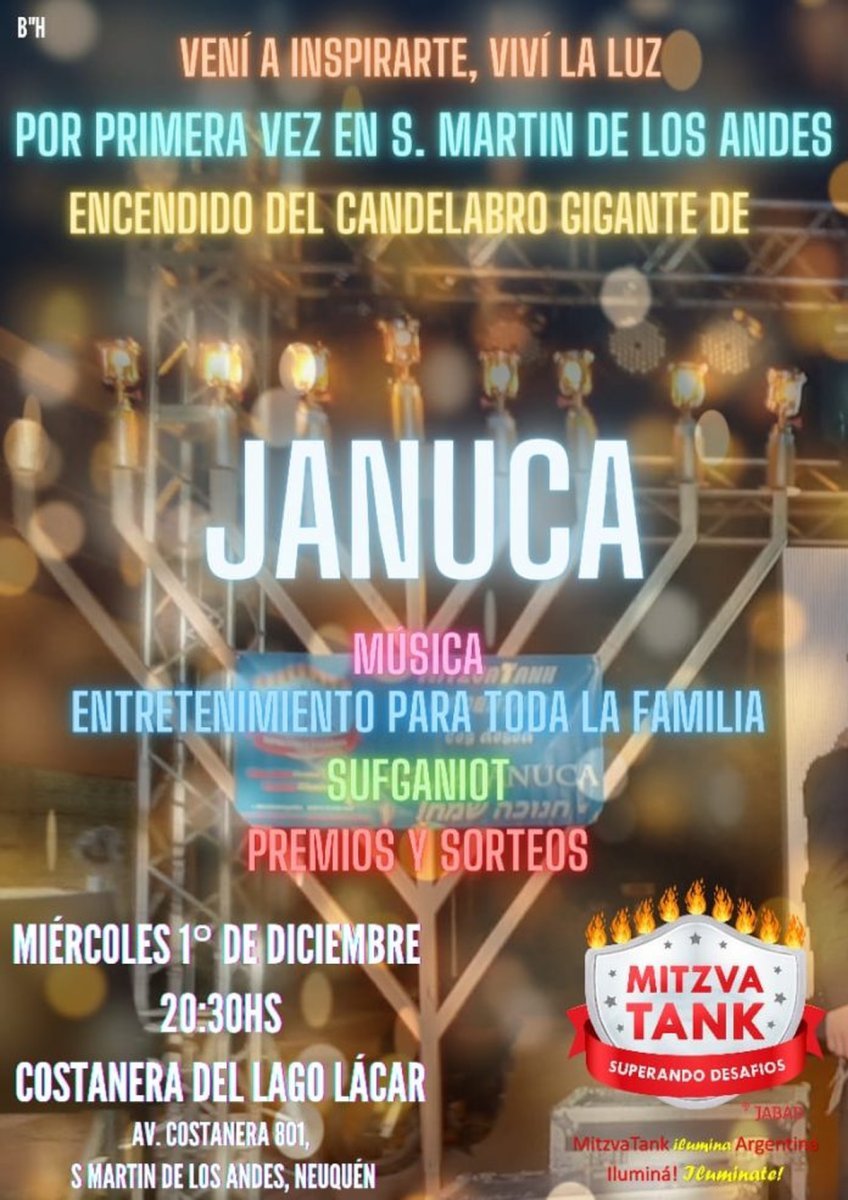 Se celebrar&aacute; Januc&aacute; en San Mart&iacute;n de Los Andes.