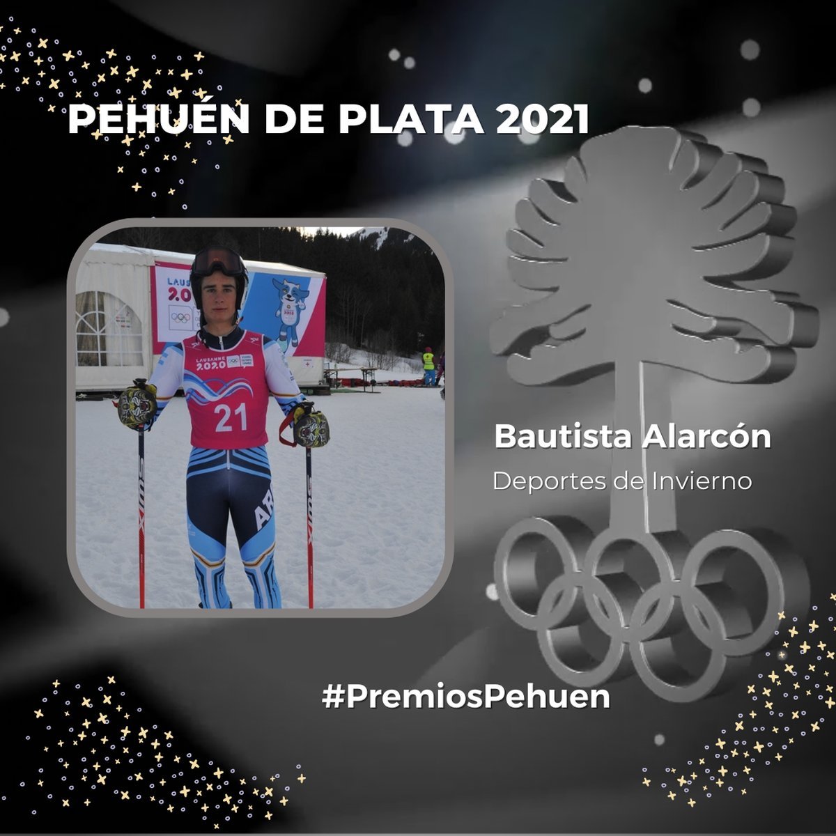 Bautista Alarc&oacute;n fue Pehu&eacute;n de plata en deportes de invierno