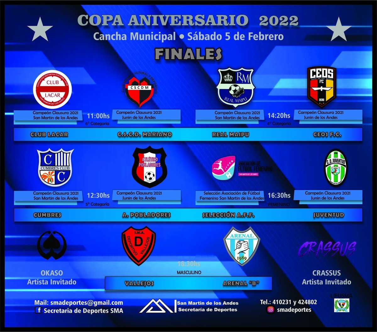 El cronograma completo del torneo en San Mart&iacute;n de los Andes