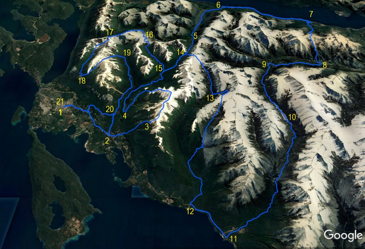 El recorrido de la Misi&oacute;n de 160 kil&oacute;metros entre Villa la Angostura y Villa Traful