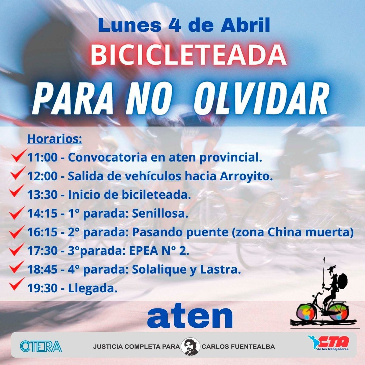 El cronograma de eventos que comparti&oacute; ATEN San Mart&iacute;n de los Andes