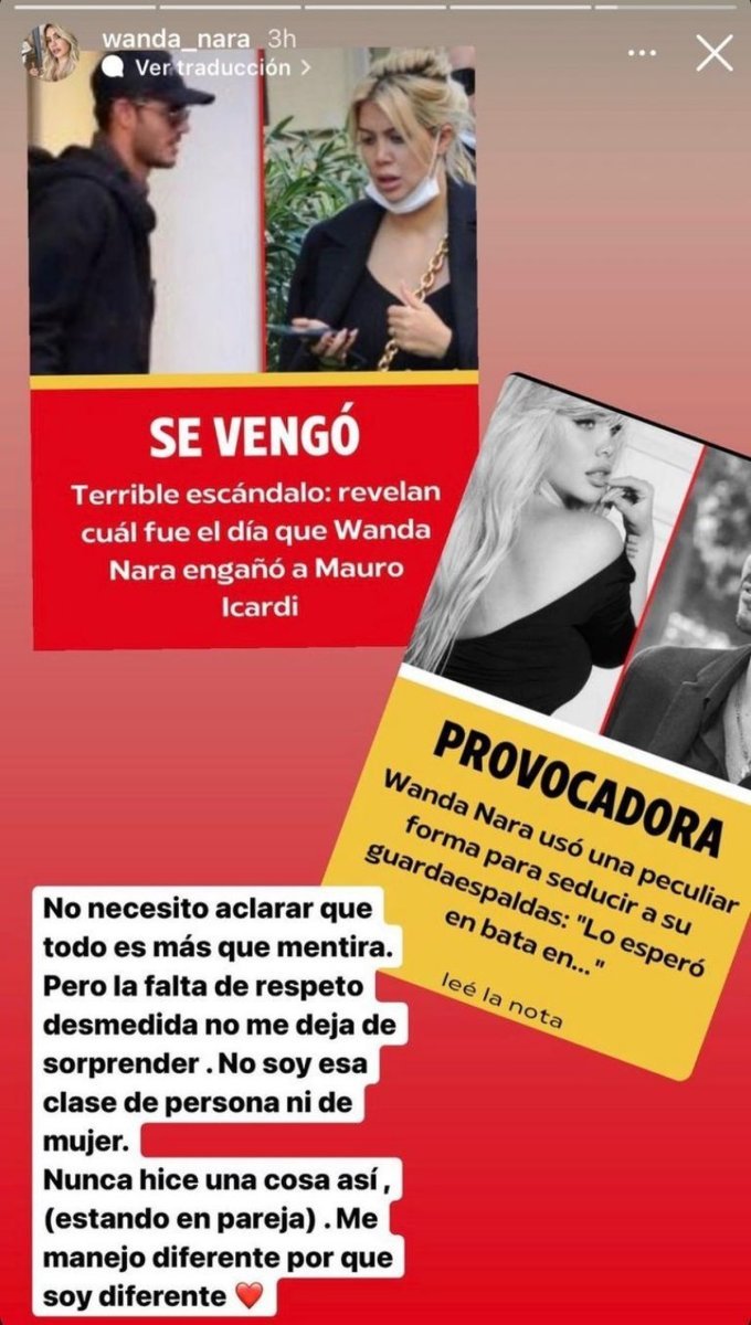 Aclaraci&oacute;n de Wanda Nara en redes sociales.