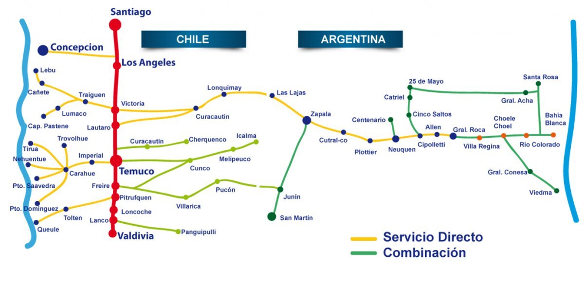 Las diferentes rutas de esta empresa chilena que cruza las fronteras hacia Neuqu&eacute;n, R&iacute;o Negro y La Pampa