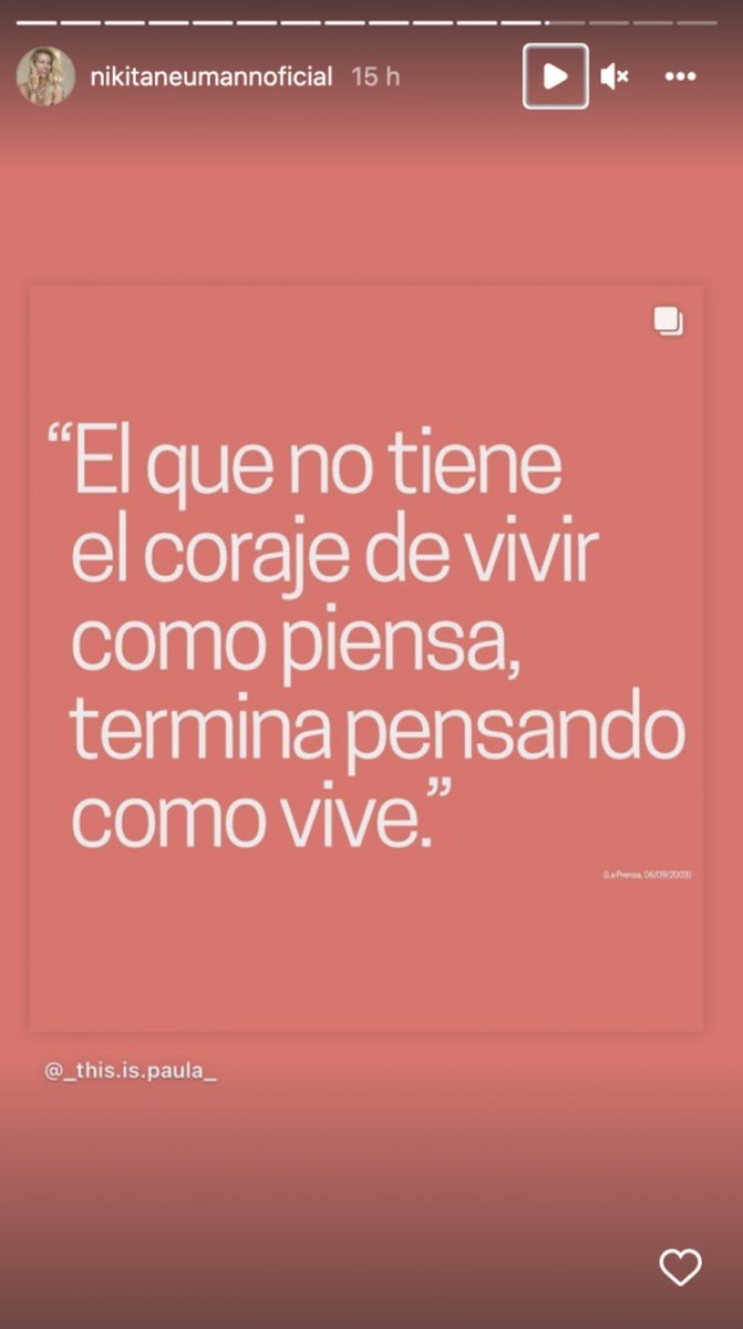 Frase que comparti&oacute; Nicole Neumann en sus redes sociales.