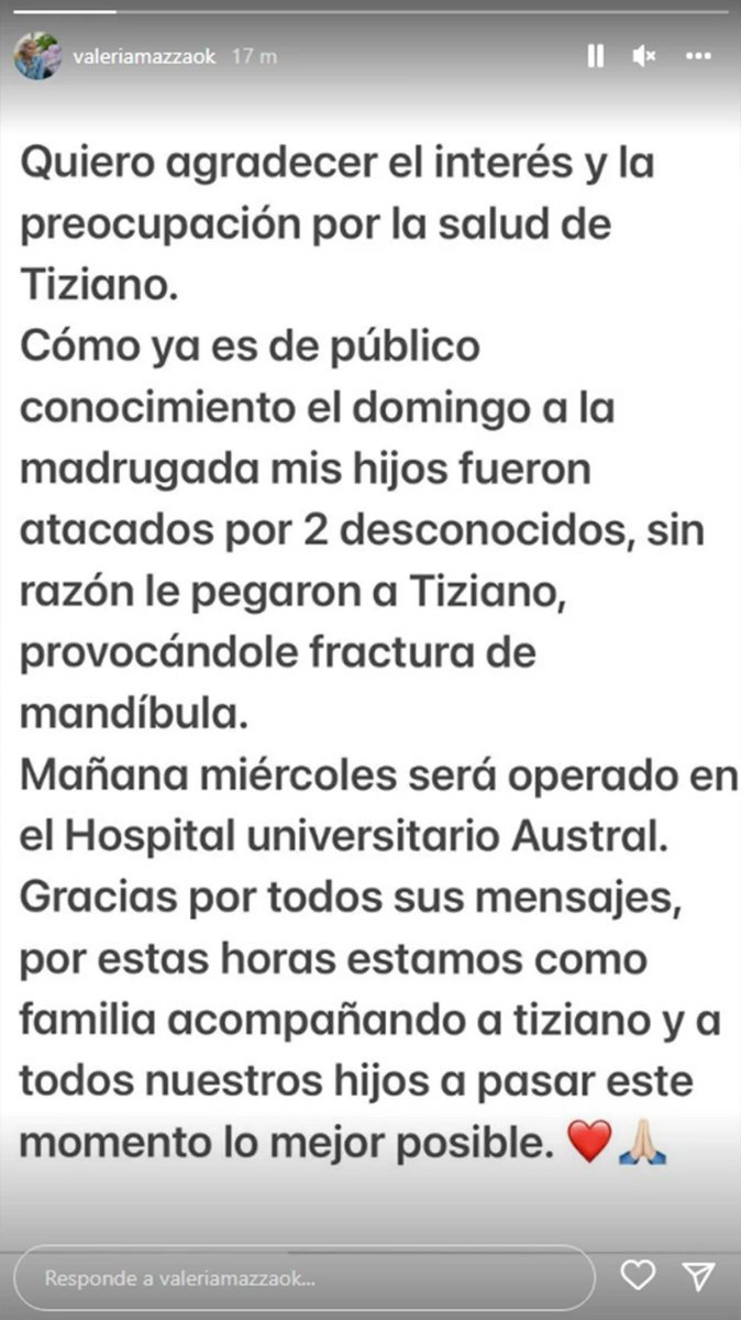 Mensaje que comparti&oacute; la modelo en sus redes sociales.