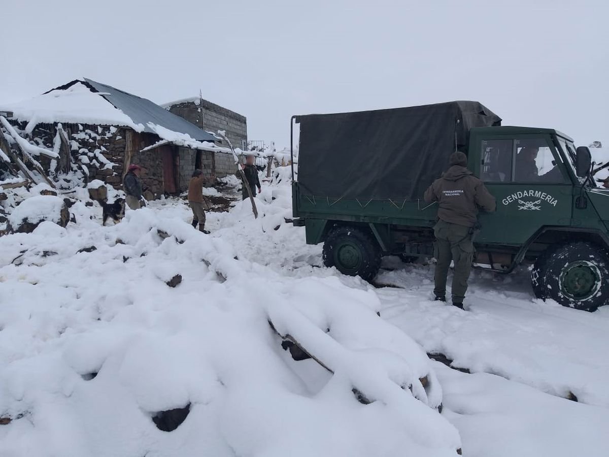 Gendarmes brindan asistencia por las nevadas