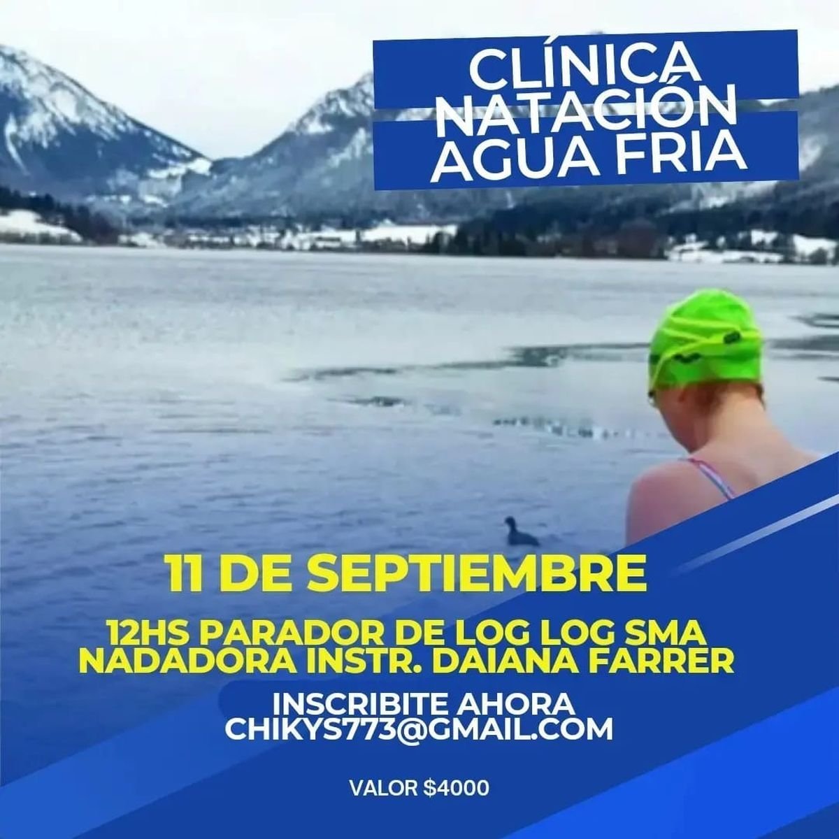 La deportista, Daiana Farrer brindar&aacute; una cl&iacute;nica de nado en aguas fr&iacute;as en San Mart&iacute;n de los Andes. 