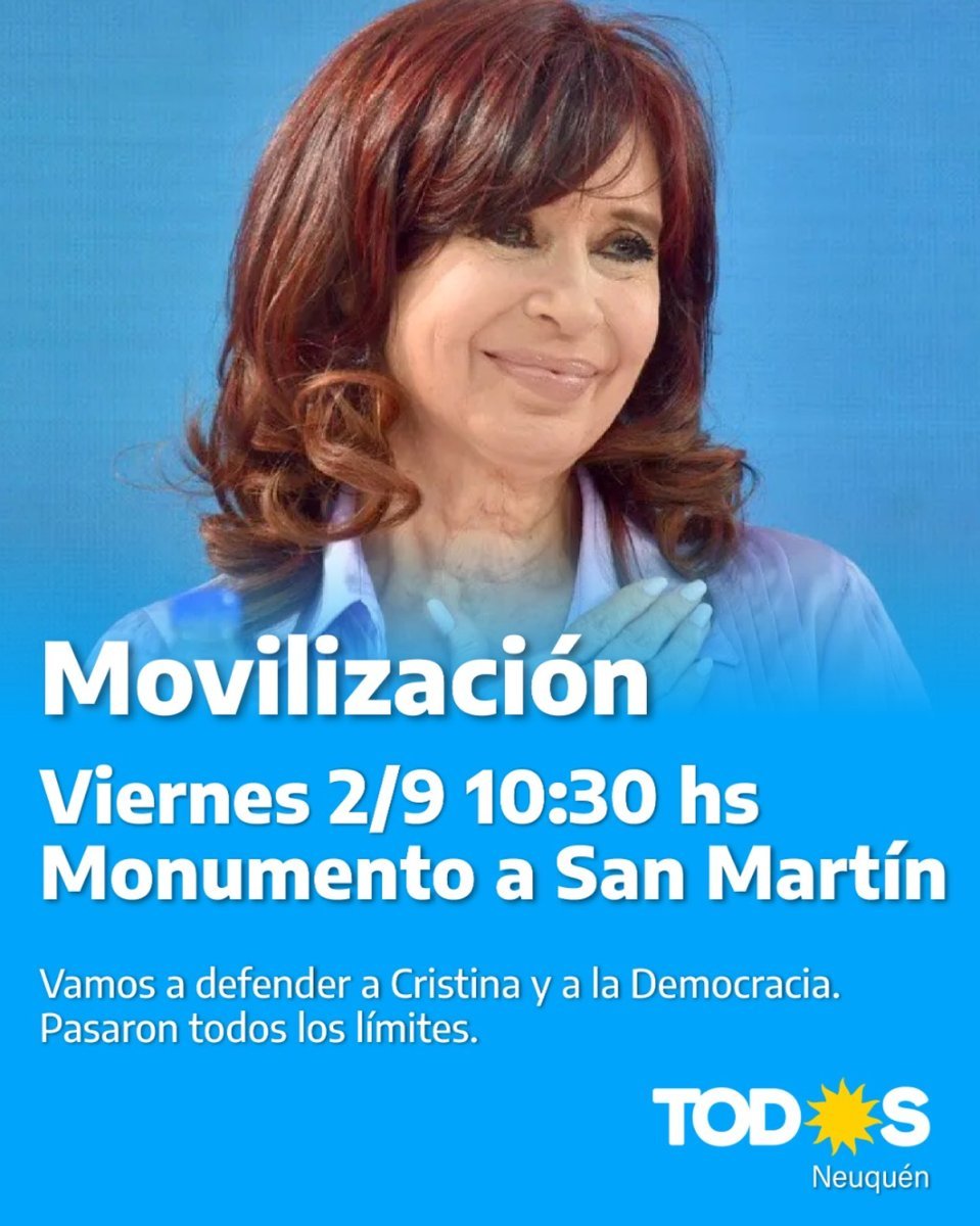 Tras el ataque a Cristina Fern&aacute;ndez, movilizaci&oacute;n en Neuqu&eacute;n&nbsp;