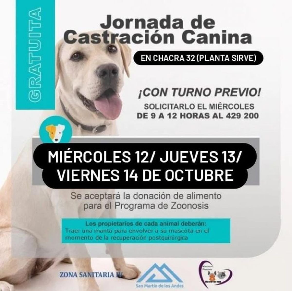 Castraciones gratuitas en San Mart&iacute;n de los Andes.