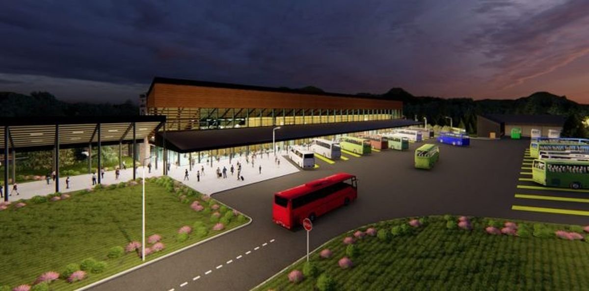 Esquema de c&oacute;mo ser&aacute; la nueva terminal de &oacute;mnibus de San Mart&iacute;n de los Andes.