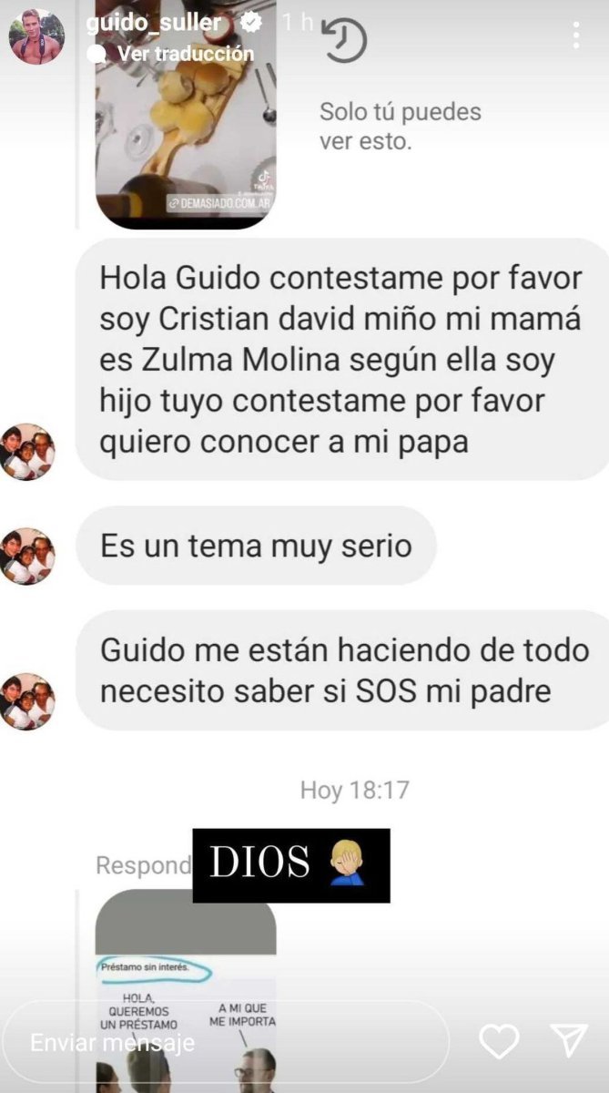 Guido S&uuml;ller expuso al joven en redes sociales porque cree que todo es mentira.