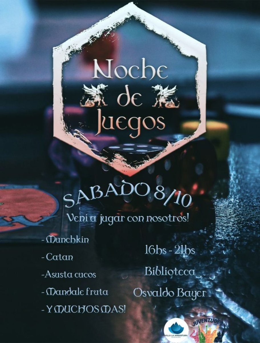 Flyer del &Aacute;rea de Juventud de Villa La Angostura.