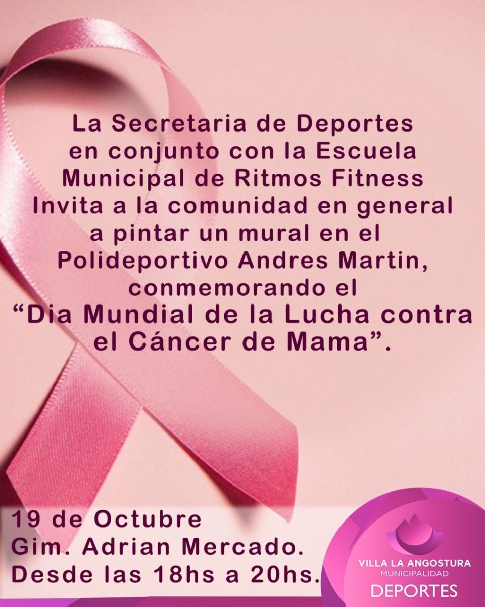Flyer de la Secretar&iacute;a de Deportes por el mural que se pintar&aacute; en Angostura.