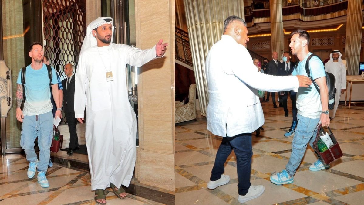 La llegada de Lionel Messi en Abu Dhabi.