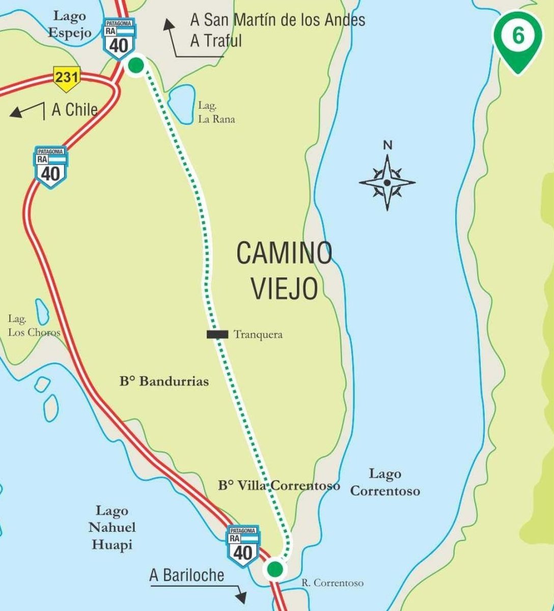 Mapa Camino Viejo al Lago Espejo - Villa La Angostura