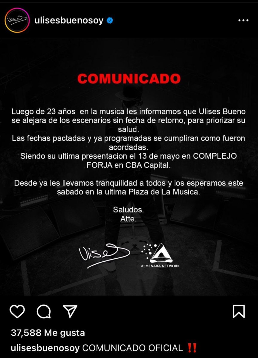 Comunicado oficial de Ulises Bueno