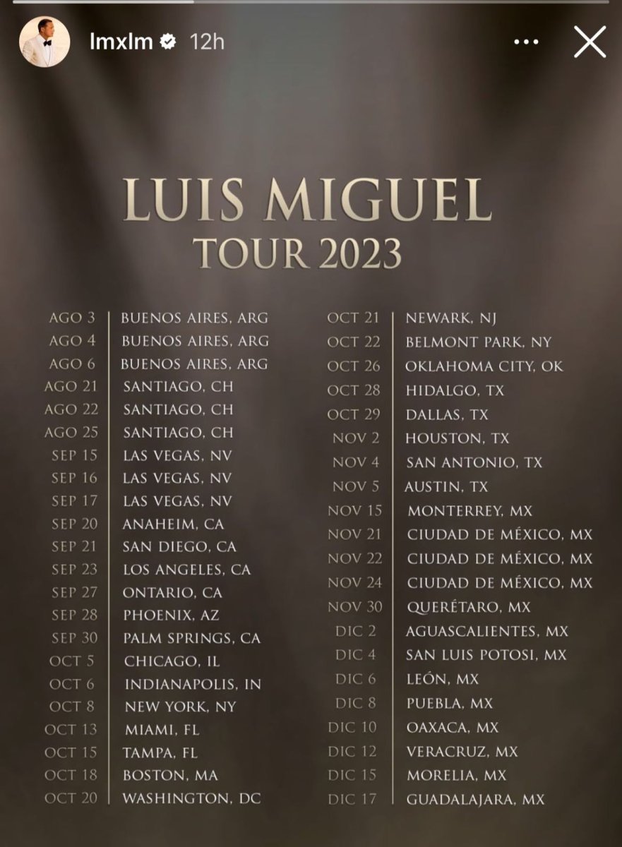 Shows del Luis Miguel Tour 2023