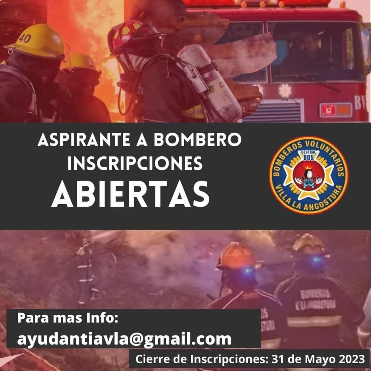 Villa La Angostura: inscripci&oacute;n para ser bombero voluntario.
