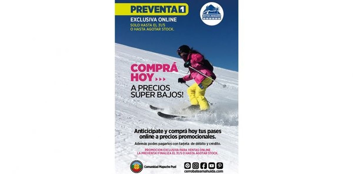 Nieve: pases a valores promocionales en Batea Mahuida.