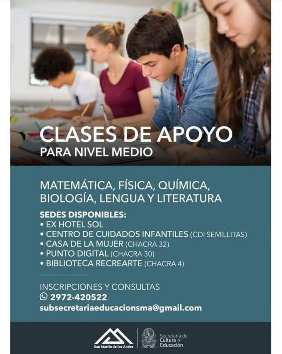 Clases de apoyo en San Mart&iacute;n de los Andes.