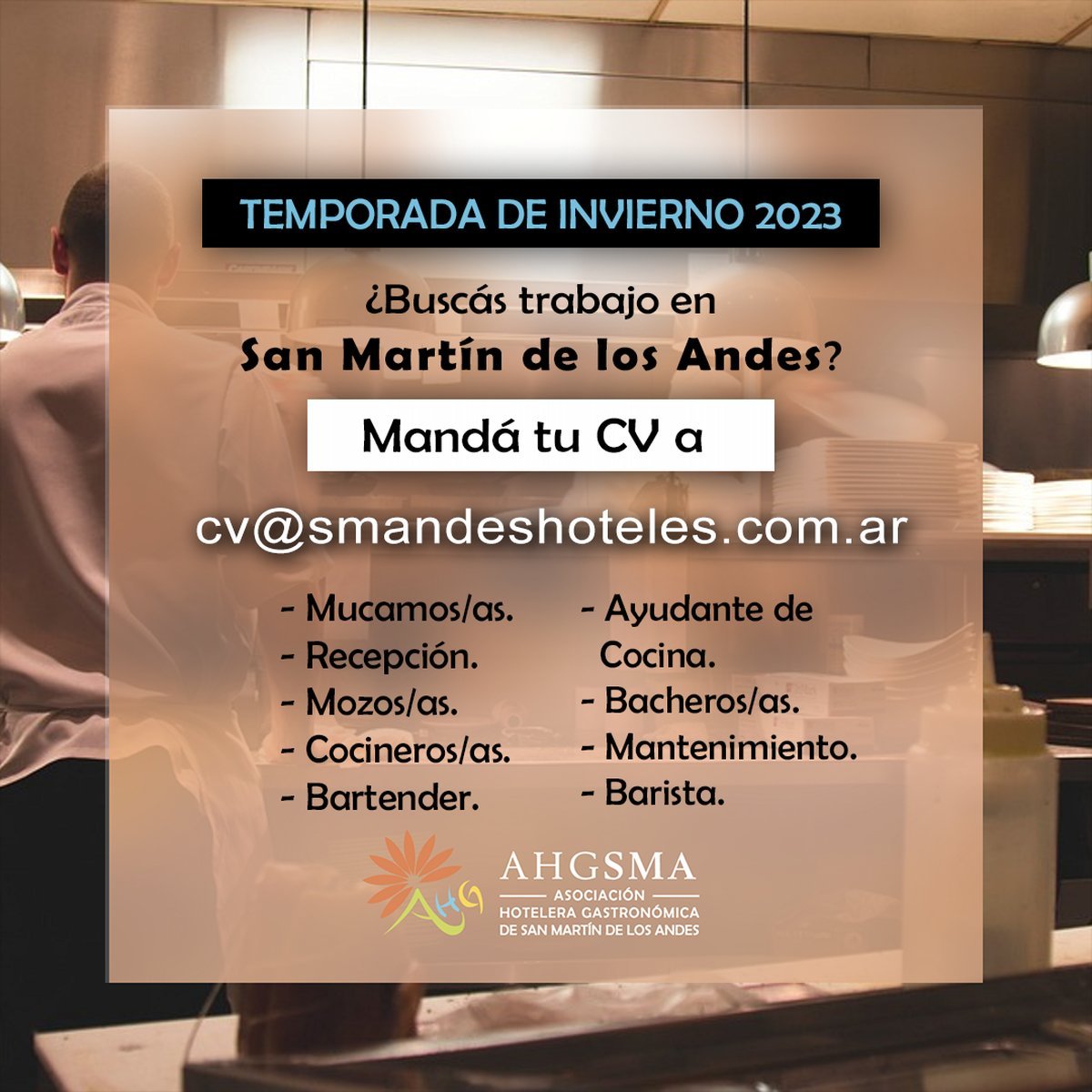 San Mart&iacute;n de los Andes: b&uacute;squedas laborales en hoteler&iacute;a.