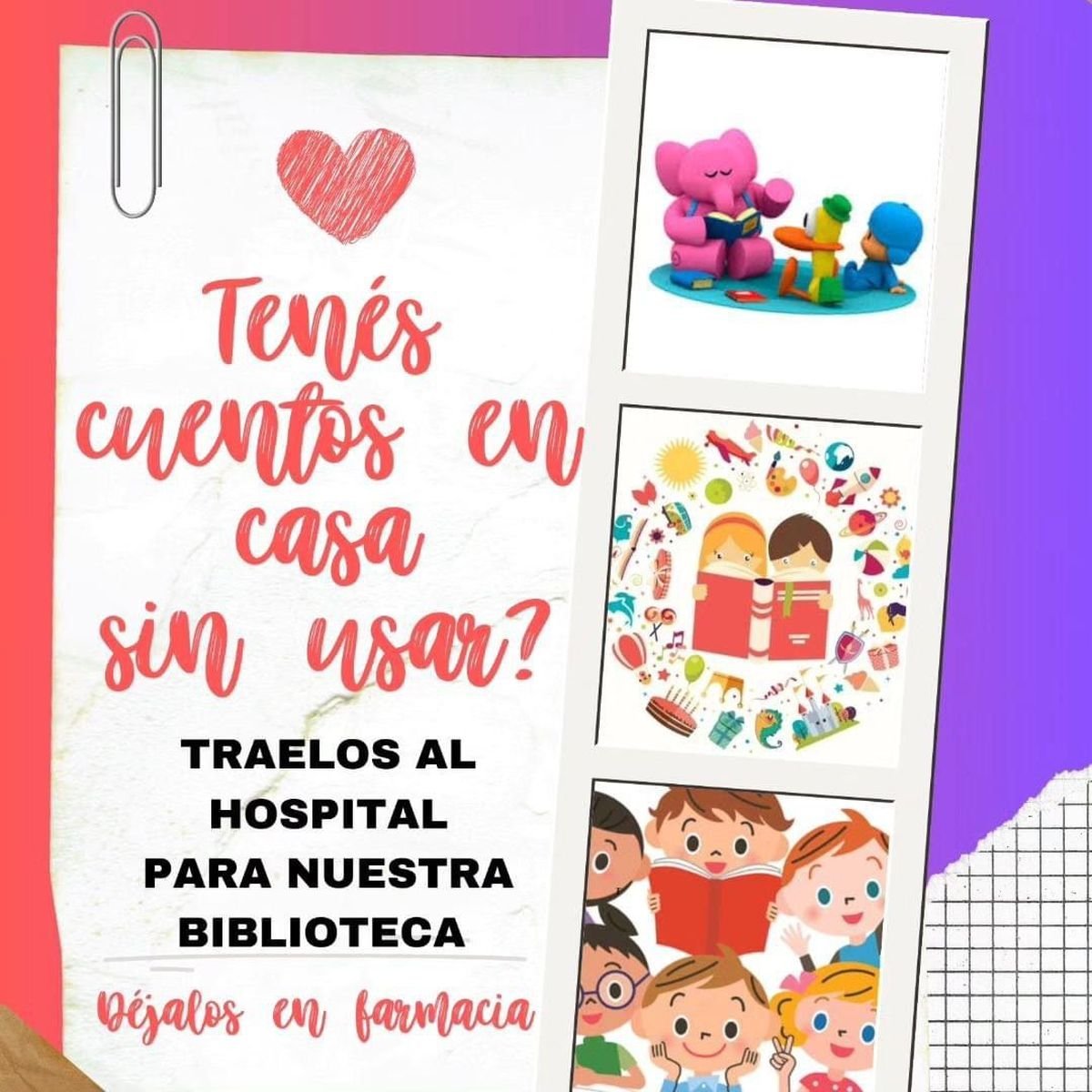 Colecta de libros de cuentos para el Hospital de Villa La Angostura.