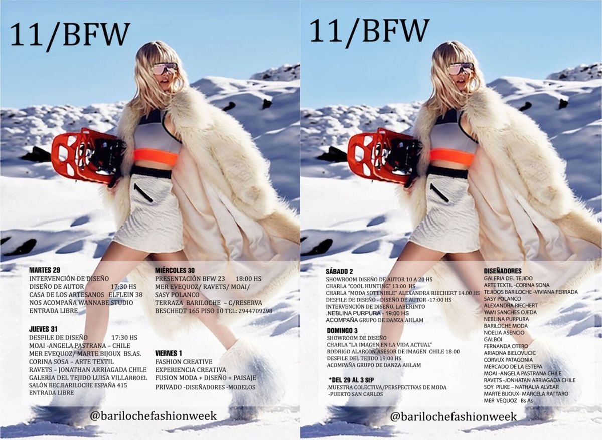 Cronograma del Bariloche Fashion Week.