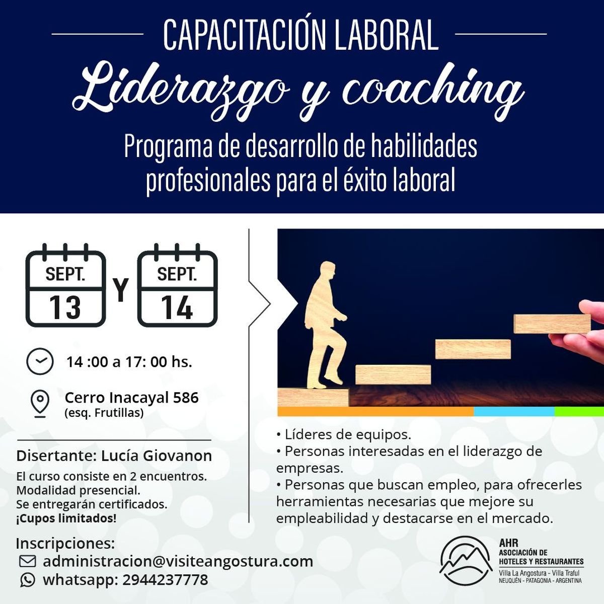 Villa La Angostura: curso laboral de liderazgo y coaching.