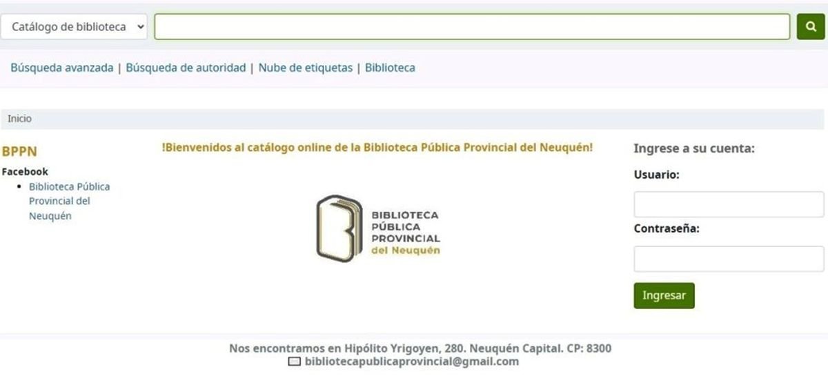 Cat&aacute;logo digital de la Biblioteca P&uacute;blica de Neuqu&eacute;n