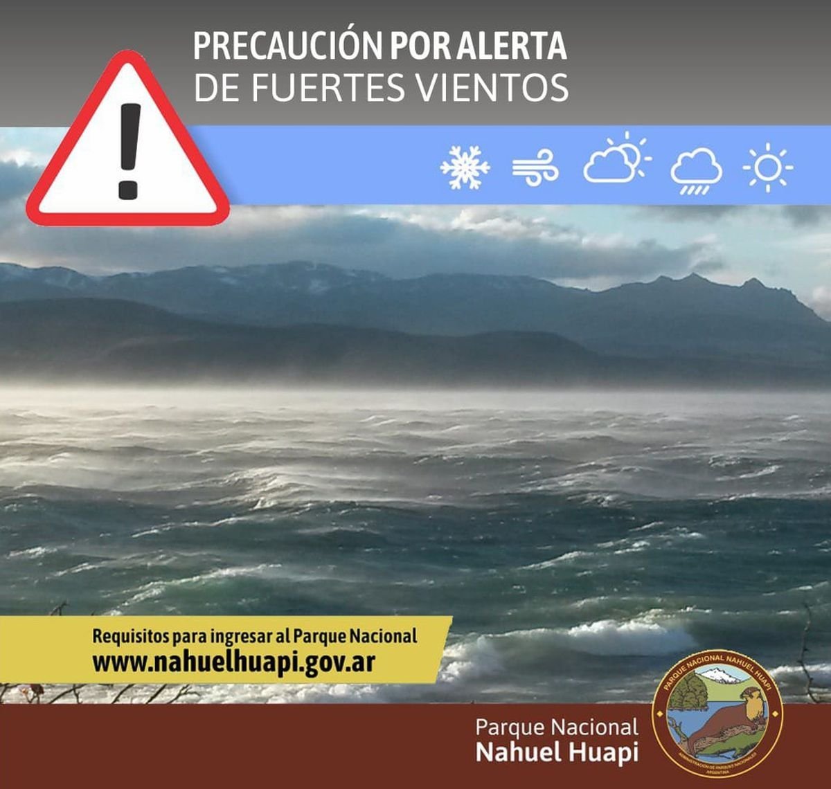Alerta por fuertes vientos