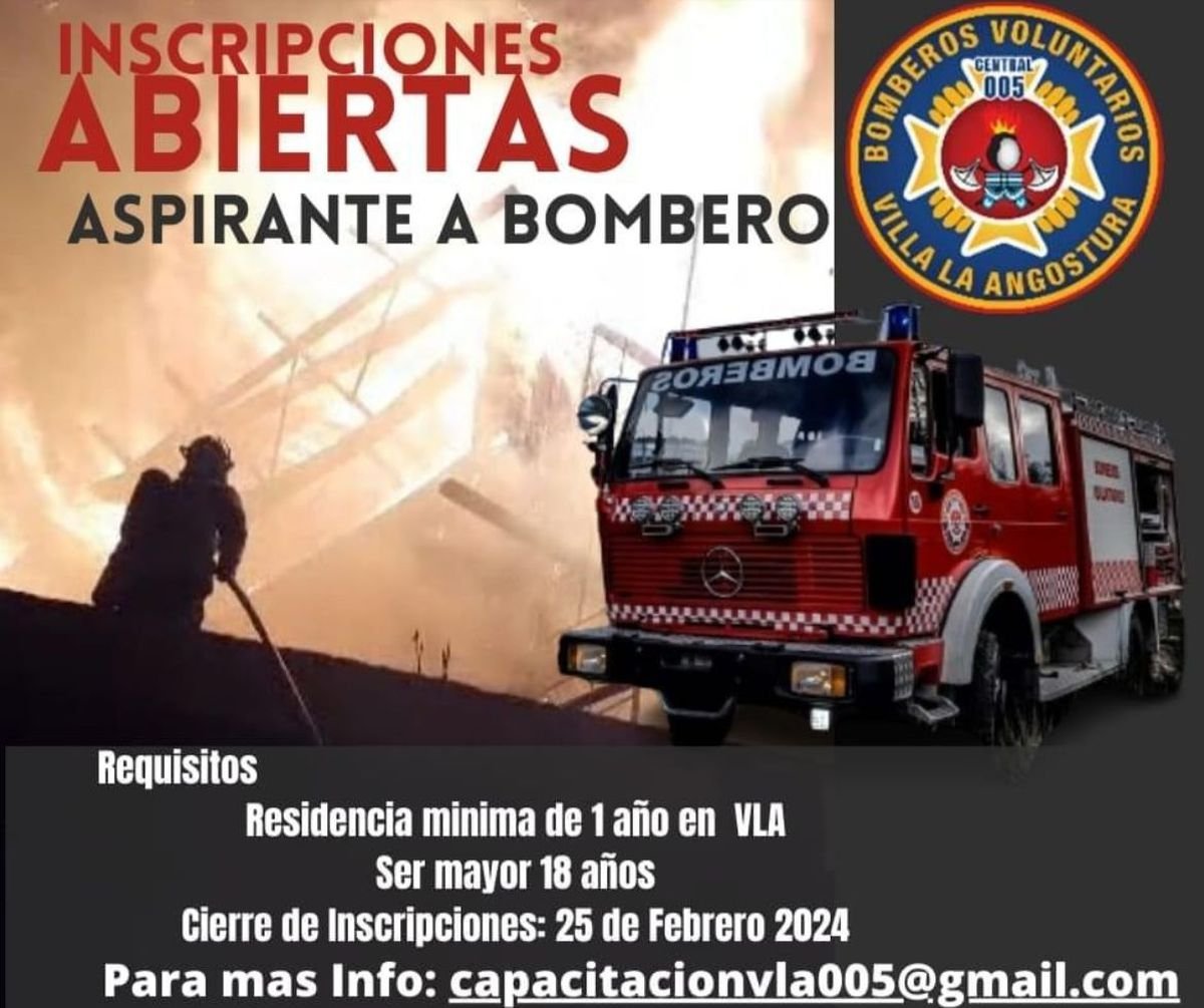 Inscripciones abiertas para aspirantes a bomberos voluntarios de Villa La Angostura