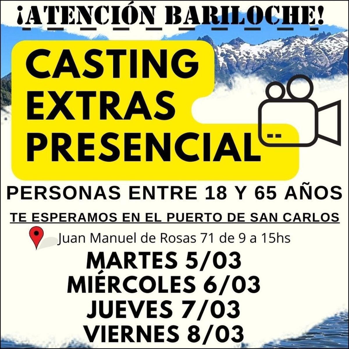 Casting para producciones audiovisuales en Bariloche