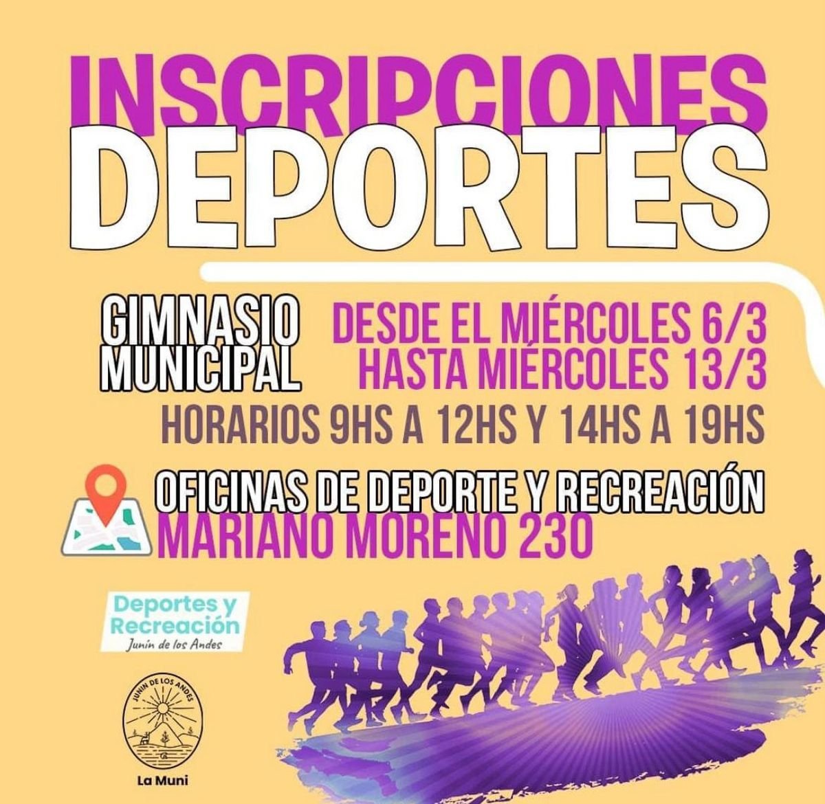 Abren inscripciones a actividades deportivas en Jun&iacute;n de los Andes