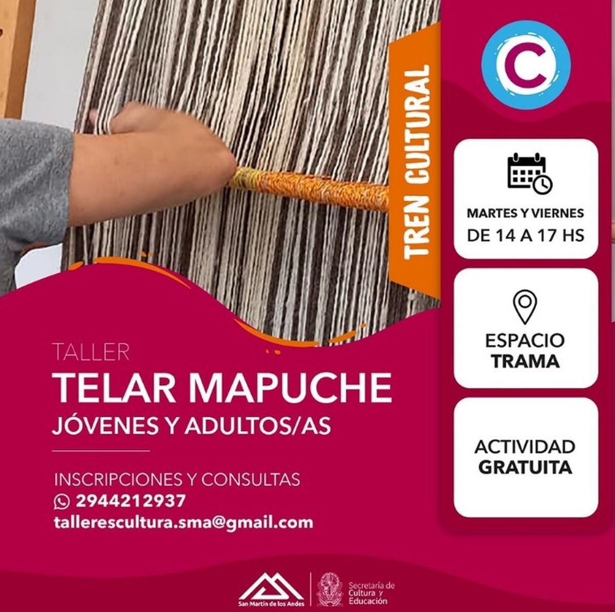 El taller de telar mapuche, una nueva propuesta cultural para toda la comunidad de San Mart&iacute;n.