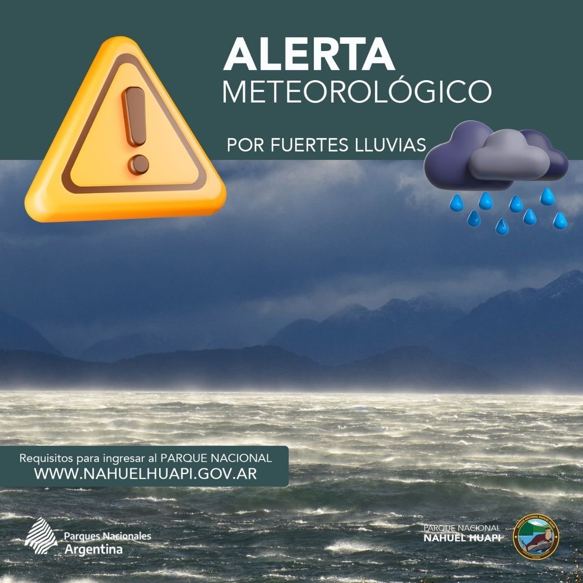 Parque Nacional Nahuel Huapi: anucian un alerta meteorol&oacute;gico para el viernes