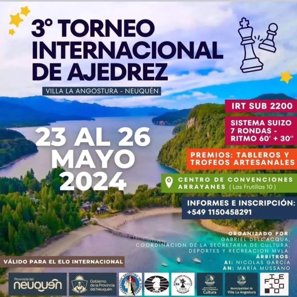 Llega a Villa La Angostura el 3&deg; Torneo Internacional de Ajedrez