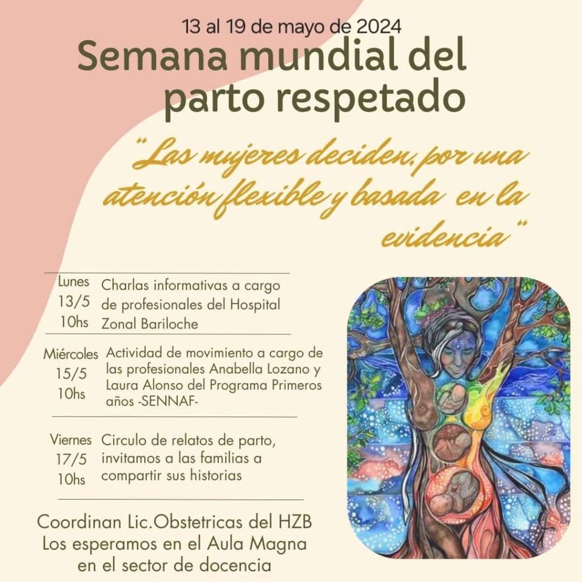 Semana Mundial del Parto Respetado en Bariloche: cronograma de actividades