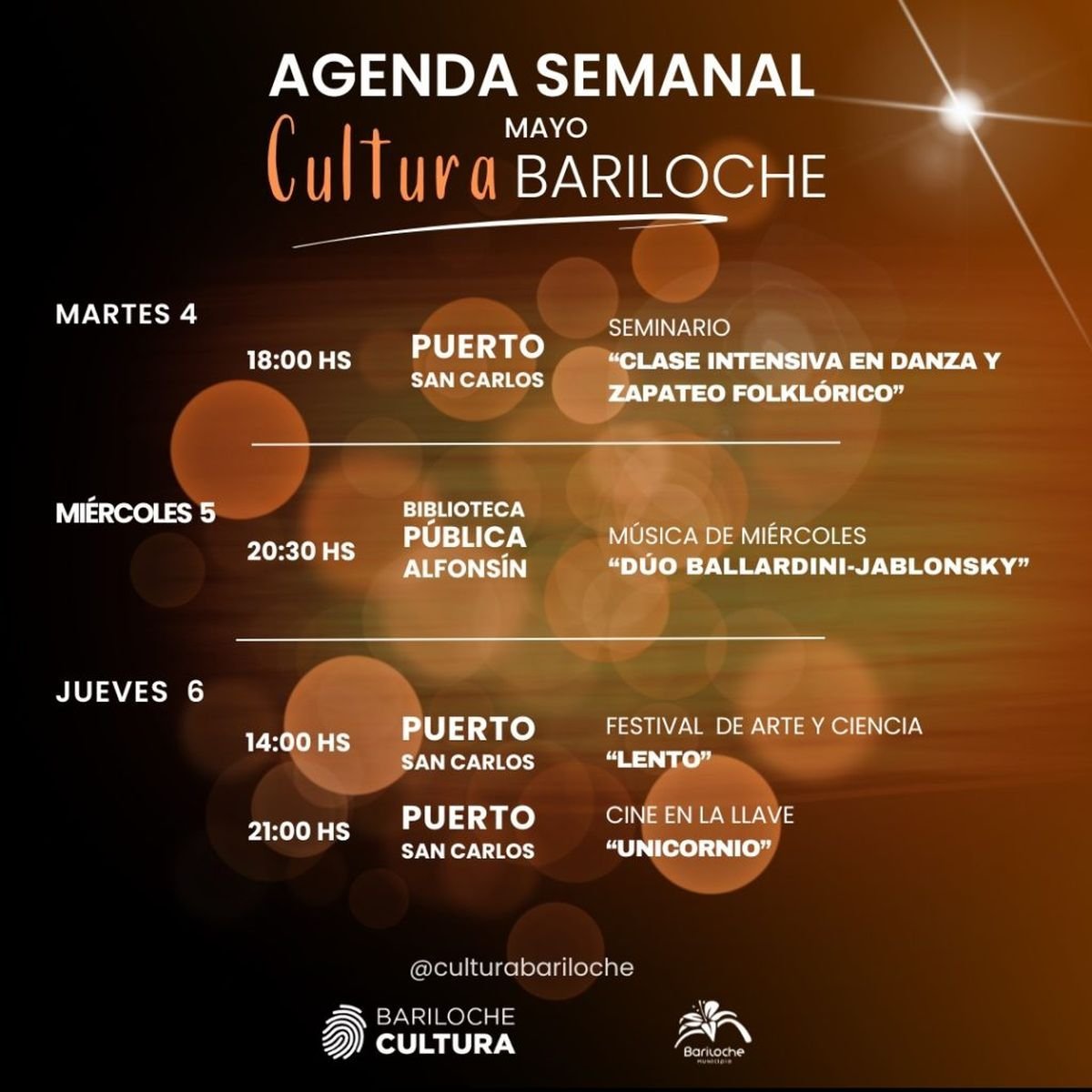 Agenda cultural para esta semana en Bariloche