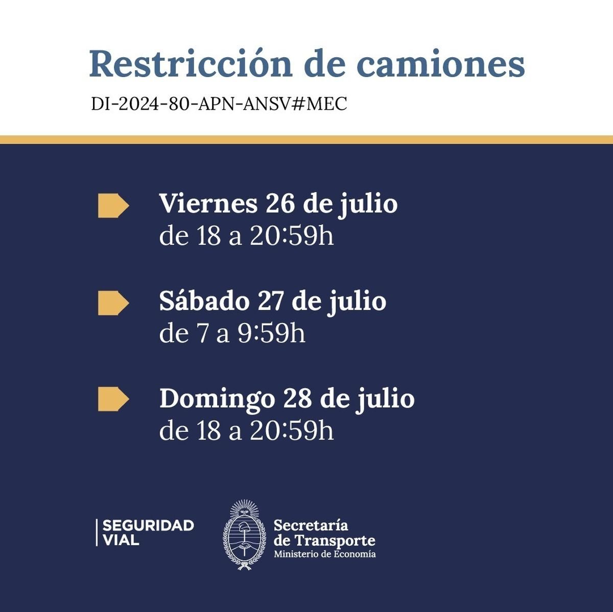 Rutas: restricciones en la circulaci&oacute;n de camiones para el fin de semana