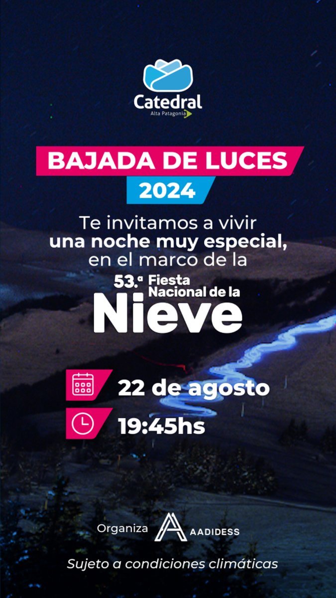 Bariloche: llega la Bajada de Luces al Cerro Catedral
