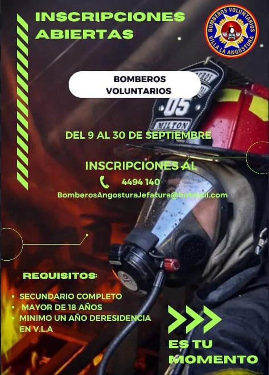Villa La Angostura: inscripciones abiertas para ser bombero voluntario