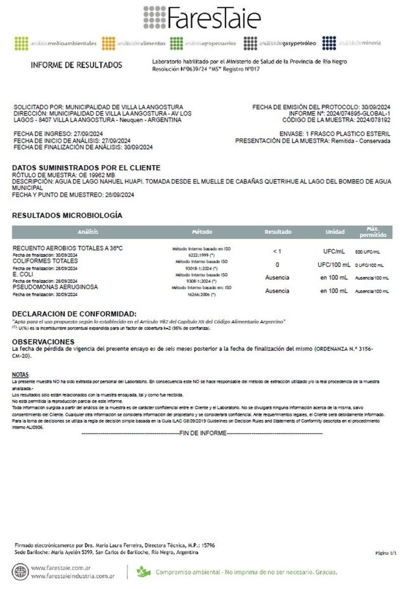 Villa La Angostura: informe del derrame en el sistema de bombeo de Quetrihue