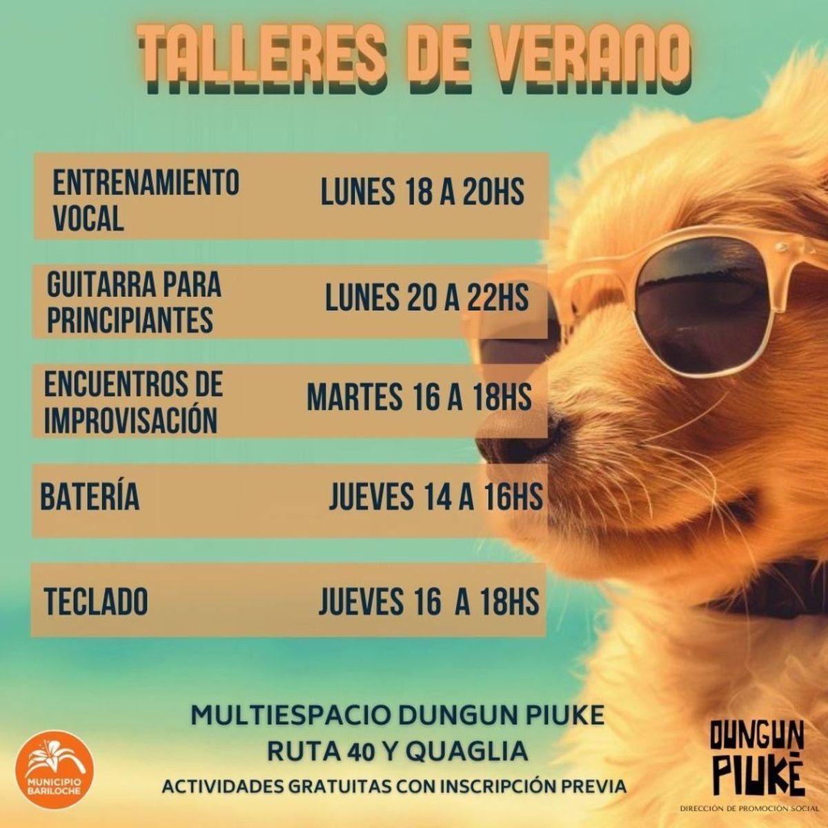 Bariloche: Talleres de Verano en el Multiespacio Dung&uuml;n Piuk&eacute;
