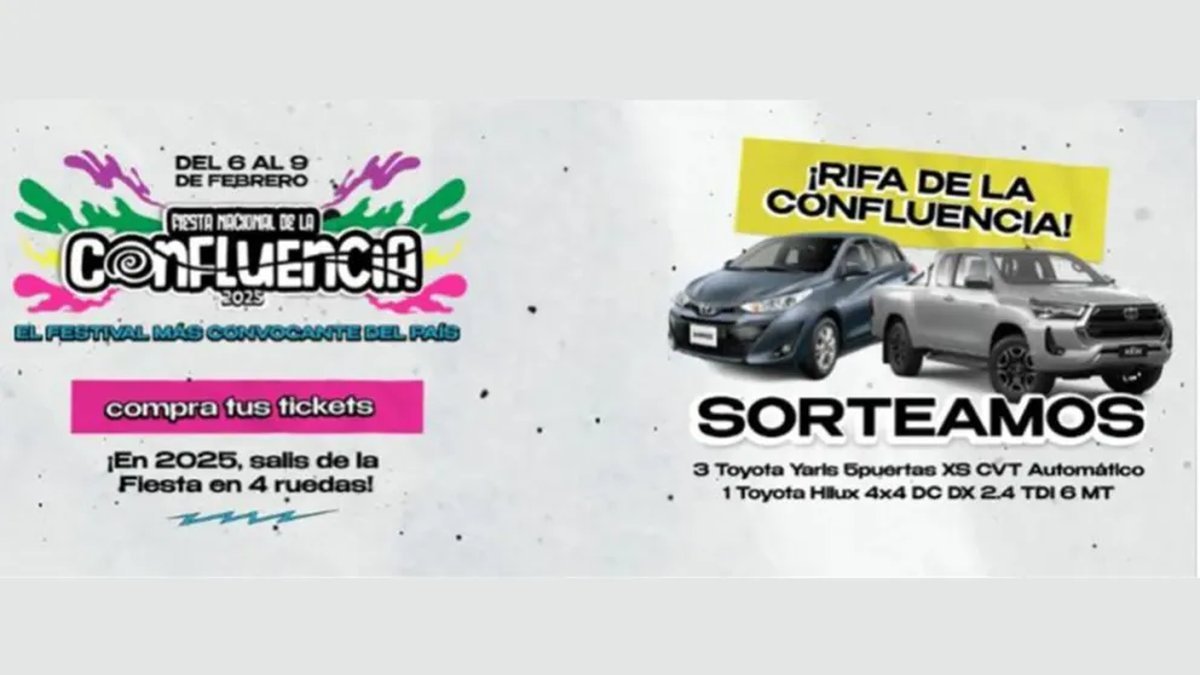Sortean tres autom&oacute;viles y una camioneta en la Fiesta de la Confluencia