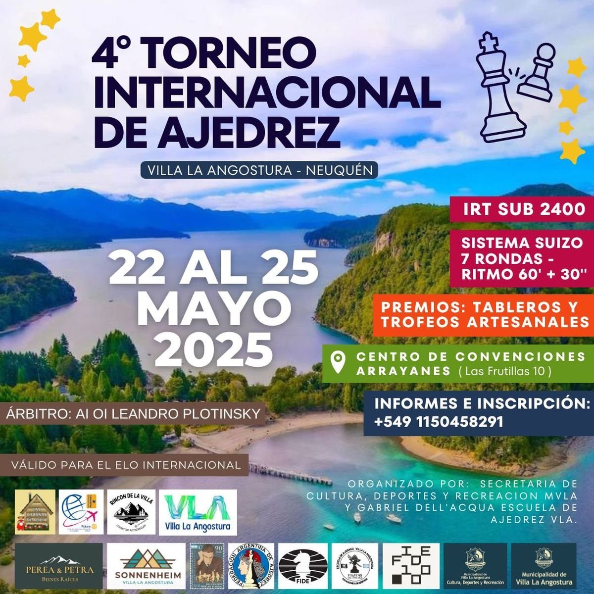 Villa La Angostura: llega el 4&deg; Torneo Internacional de Ajedrez