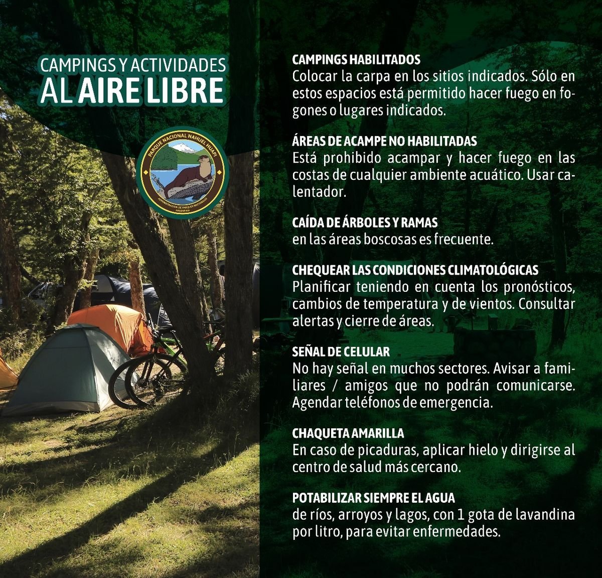 Parque Nacional Nahuel Huapi: campings y actividades al aire libre