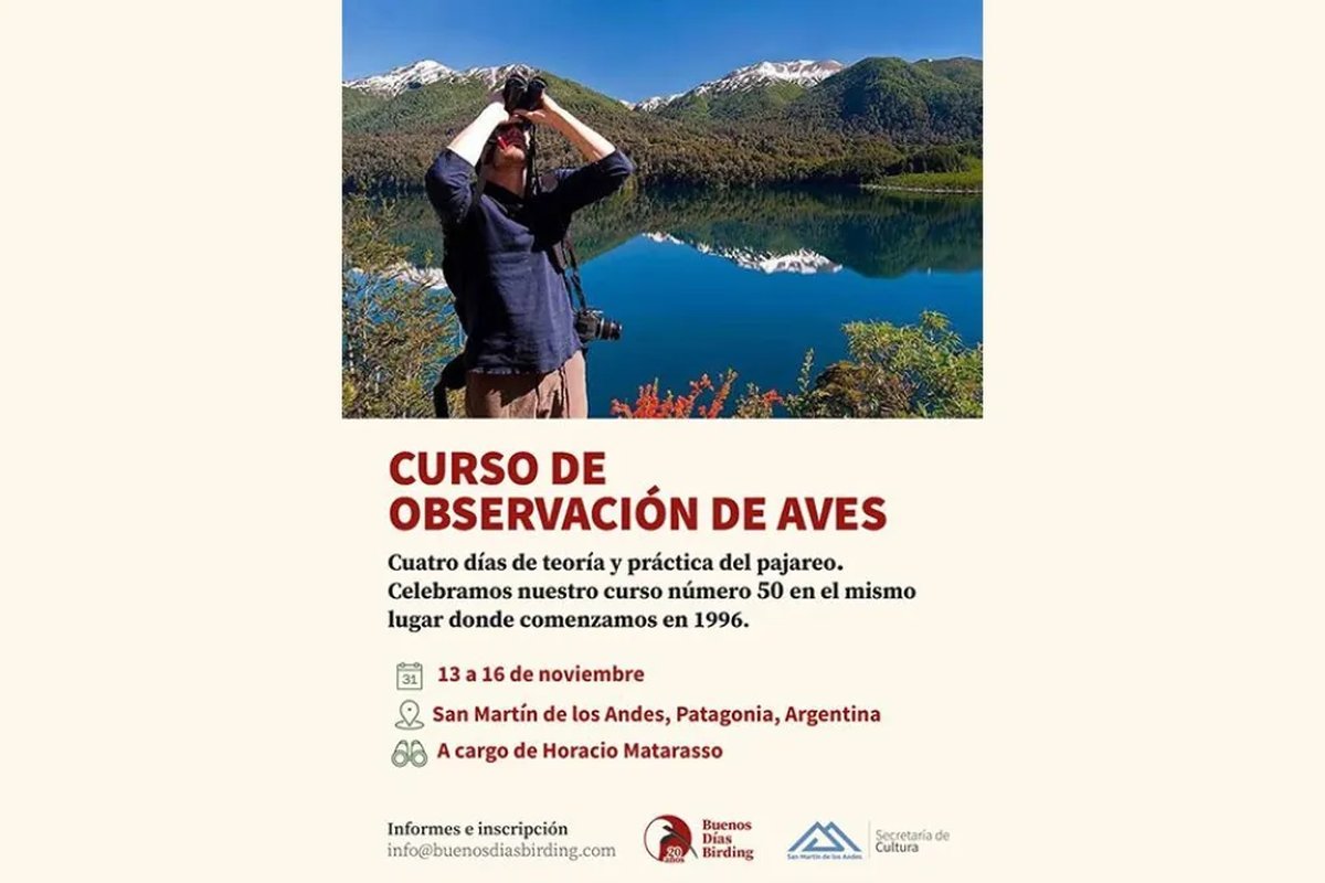 Curso de observaci&oacute;n de aves y ornitolog&iacute;a en San Mart&iacute;n de los Andes