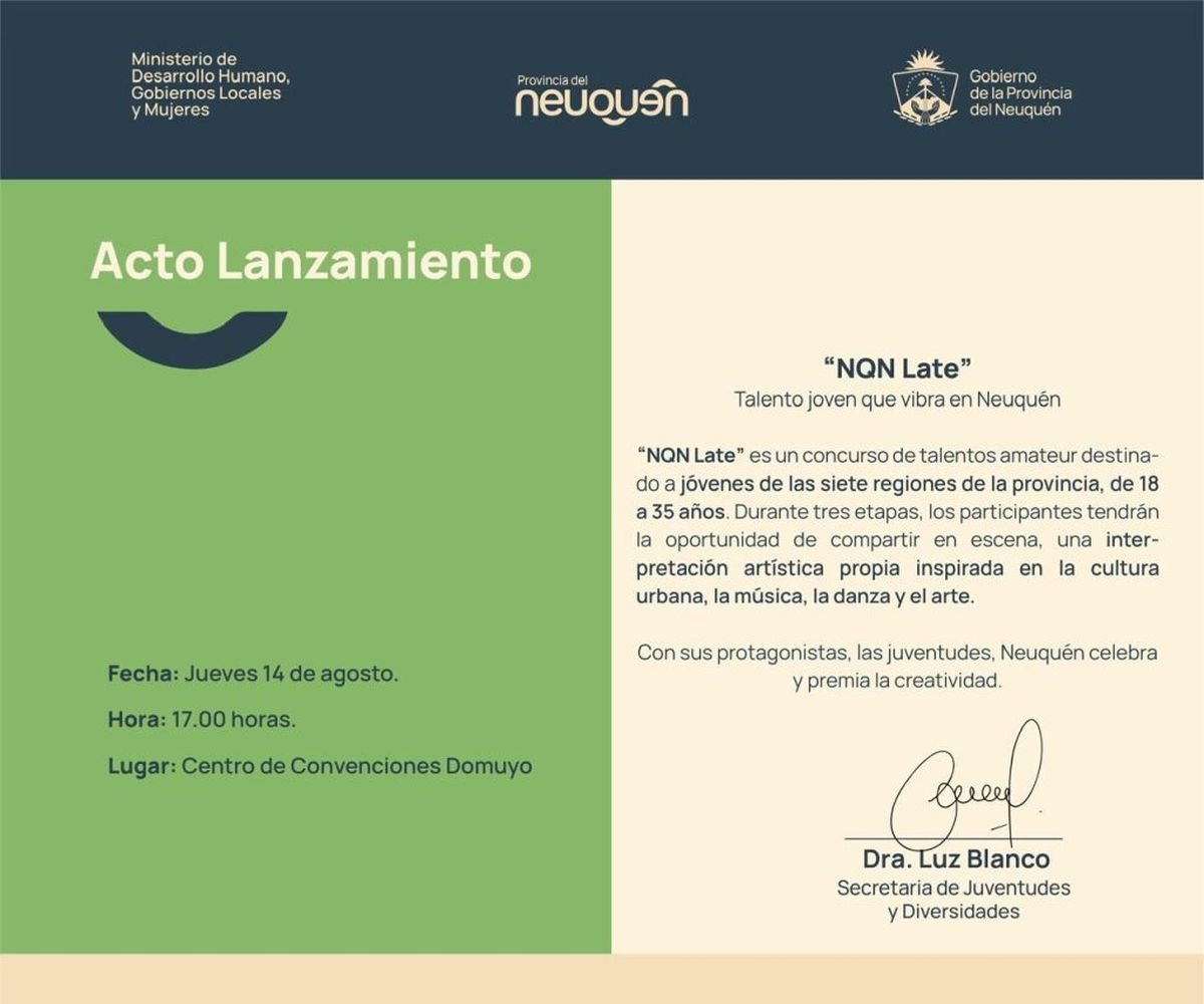 Neuqu&eacute;n lanza "NQN Late": Concurso de Talentos Joven
